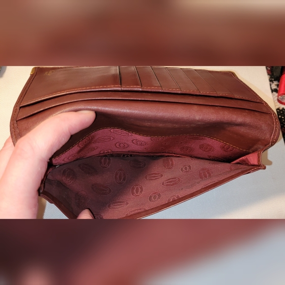 Auth Vintage Cartier Long Pills Mast Line Bordeaux Calfskin Leather- Burgundy - Picture 7 of 16